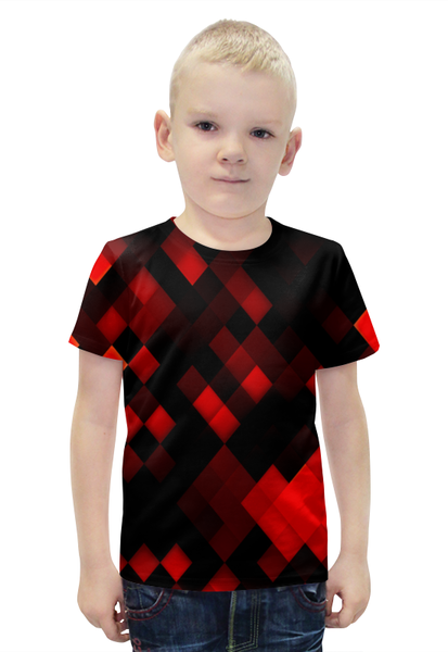 Заказать детскую футболку в Москве. Футболка с полной запечаткой для мальчиков Квадратики от THE_NISE  - готовые дизайны и нанесение принтов.