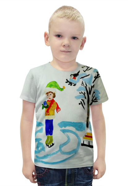 Заказать детскую футболку в Москве. Футболка с полной запечаткой для мальчиков Зимние забавы от mrs-snit@yandex.ru - готовые дизайны и нанесение принтов.