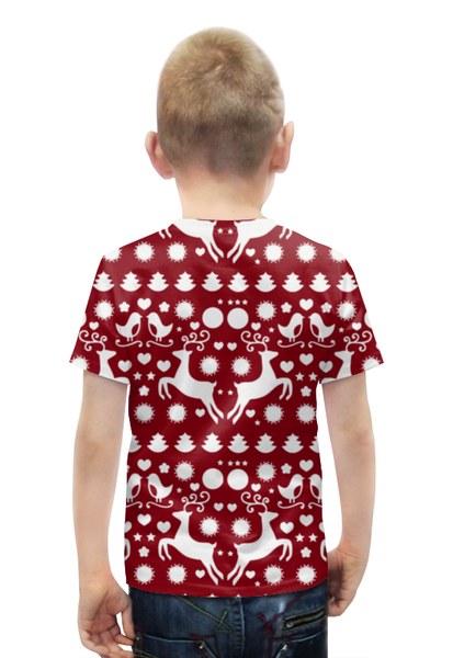 Заказать детскую футболку в Москве. Футболка с полной запечаткой для мальчиков Новогодние узоры от FireFoxa - готовые дизайны и нанесение принтов.