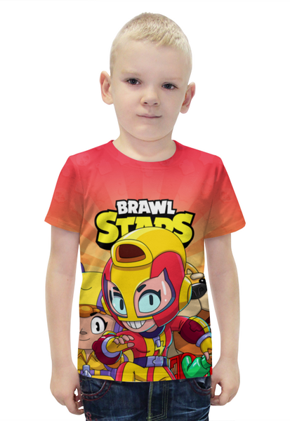 Заказать детскую футболку в Москве. Футболка с полной запечаткой для мальчиков BRAWL STARS MAX  от geekbox - готовые дизайны и нанесение принтов.