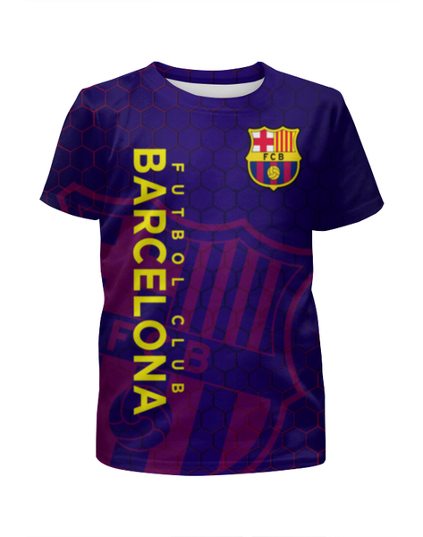 Заказать детскую футболку в Москве. Футболка с полной запечаткой для мальчиков Барселона от geekbox - готовые дизайны и нанесение принтов.