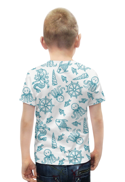 Заказать детскую футболку в Москве. Футболка с полной запечаткой для мальчиков Морской арт от megashmot - готовые дизайны и нанесение принтов.