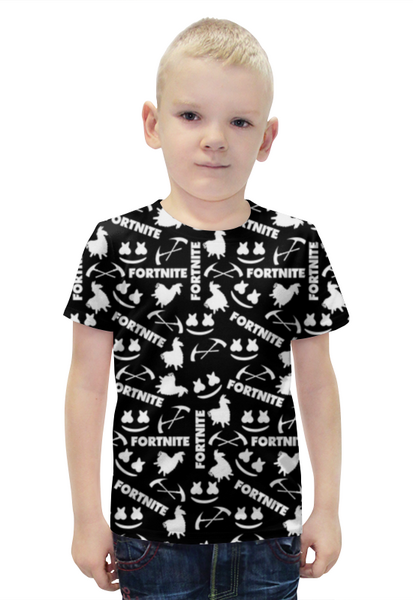 Заказать детскую футболку в Москве. Футболка с полной запечаткой для мальчиков Marshmello Fortnite от THE_NISE  - готовые дизайны и нанесение принтов.