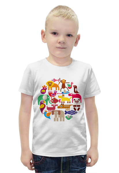 Заказать детскую футболку в Москве. Футболка с полной запечаткой для мальчиков Животные от ПРИНТЫ ПЕЧАТЬ  - готовые дизайны и нанесение принтов.