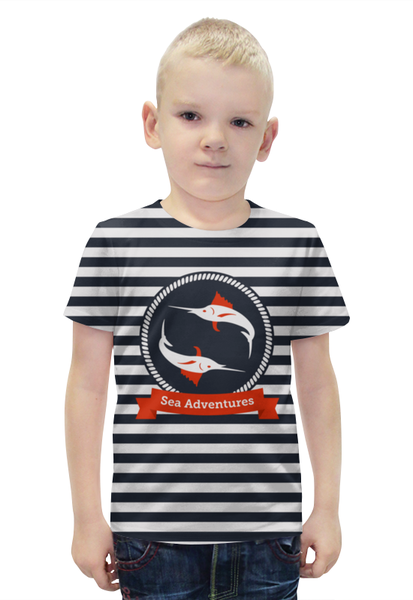 Заказать детскую футболку в Москве. Футболка с полной запечаткой для мальчиков Морские приключения от T-shirt print  - готовые дизайны и нанесение принтов.