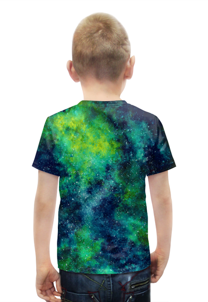 Заказать детскую футболку в Москве. Футболка с полной запечаткой для мальчиков Космос (темно-зеленый) от Henry Stark - готовые дизайны и нанесение принтов.