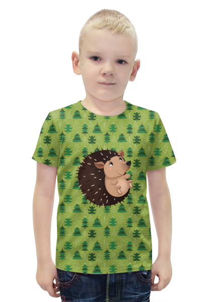 Заказать детскую футболку в Москве. Футболка с полной запечаткой для мальчиков Забавный ёжик от nadegda - готовые дизайны и нанесение принтов.