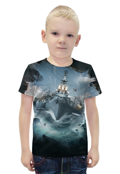 Заказать детскую футболку в Москве. Футболка с полной запечаткой для мальчиков World of Warships от aleks_say - готовые дизайны и нанесение принтов.