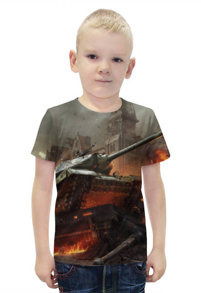 Заказать детскую футболку в Москве. Футболка с полной запечаткой для мальчиков World of Tanks от Dover - готовые дизайны и нанесение принтов.