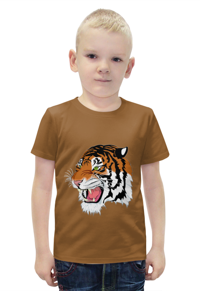 Заказать детскую футболку в Москве. Футболка с полной запечаткой для мальчиков Тигр.  от ПРИНТЫ ПЕЧАТЬ  - готовые дизайны и нанесение принтов.