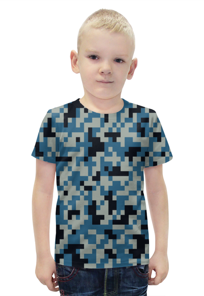 Заказать детскую футболку в Москве. Футболка с полной запечаткой для мальчиков Голубой камуфляж от THE_NISE  - готовые дизайны и нанесение принтов.