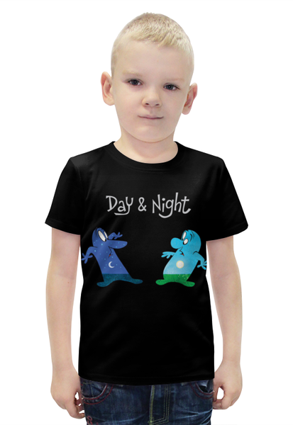 Заказать детскую футболку в Москве. Футболка с полной запечаткой для мальчиков Day & Night  от ПРИНТЫ ПЕЧАТЬ  - готовые дизайны и нанесение принтов.