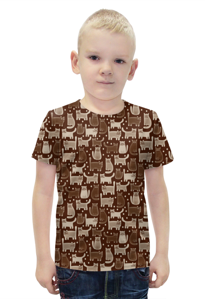 Заказать детскую футболку в Москве. Футболка с полной запечаткой для мальчиков Cats Brown от THE_NISE  - готовые дизайны и нанесение принтов.