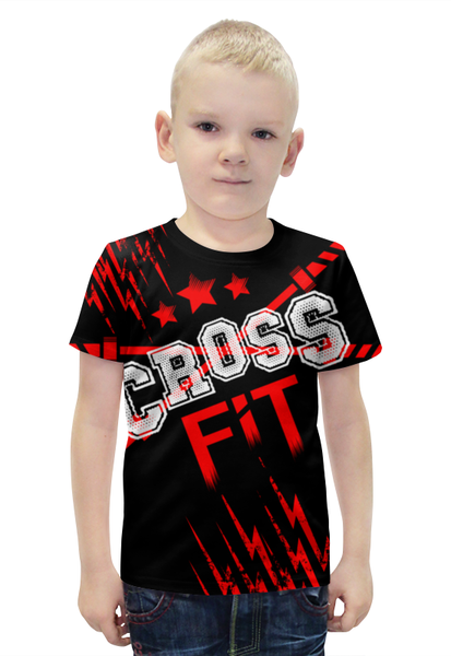 Заказать детскую футболку в Москве. Футболка с полной запечаткой для мальчиков КРОССФИТ от Алексс Неро - готовые дизайны и нанесение принтов.