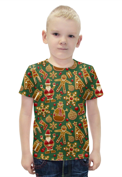 Заказать детскую футболку в Москве. Футболка с полной запечаткой для мальчиков Новогодняя  от T-shirt print  - готовые дизайны и нанесение принтов.