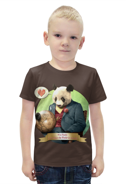 Заказать детскую футболку в Москве. Футболка с полной запечаткой для мальчиков Влюблённая панда от ПРИНТЫ ПЕЧАТЬ  - готовые дизайны и нанесение принтов.