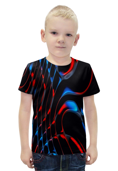 Заказать детскую футболку в Москве. Футболка с полной запечаткой для мальчиков Красно-синие полосы от THE_NISE  - готовые дизайны и нанесение принтов.