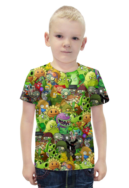Заказать детскую футболку в Москве. Футболка с полной запечаткой для мальчиков PLANTS VS ZOMBIES от geekbox - готовые дизайны и нанесение принтов.