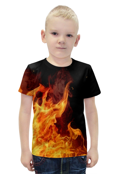 Заказать детскую футболку в Москве. Футболка с полной запечаткой для мальчиков Огонь от THE_NISE  - готовые дизайны и нанесение принтов.