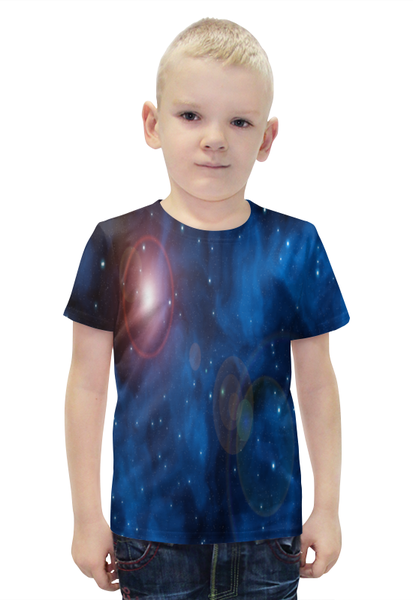 Заказать детскую футболку в Москве. Футболка с полной запечаткой для мальчиков Вспышки в космосе от THE_NISE  - готовые дизайны и нанесение принтов.
