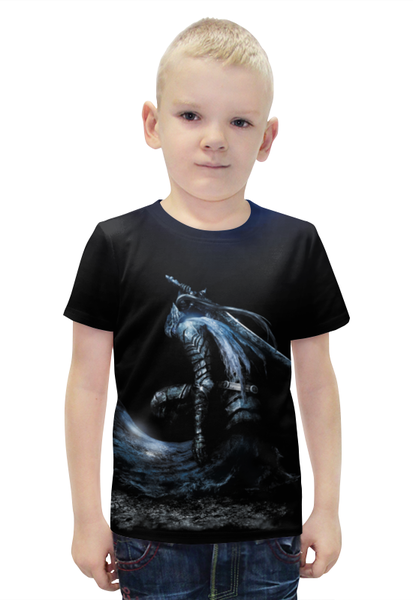 Заказать детскую футболку в Москве. Футболка с полной запечаткой для мальчиков Dark Souls от galaxy secret - готовые дизайны и нанесение принтов.