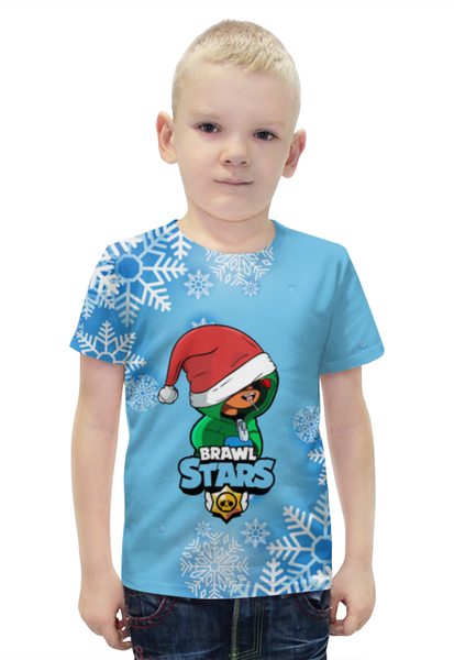 Заказать детскую футболку в Москве. Футболка с полной запечаткой для мальчиков Brawl Stars НОВОГОДНИЙ  от weeert - готовые дизайны и нанесение принтов.