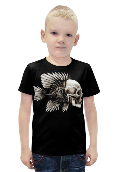 Заказать детскую футболку в Москве. Футболка с полной запечаткой для мальчиков Рыба череп  от ПРИНТЫ ПЕЧАТЬ  - готовые дизайны и нанесение принтов.