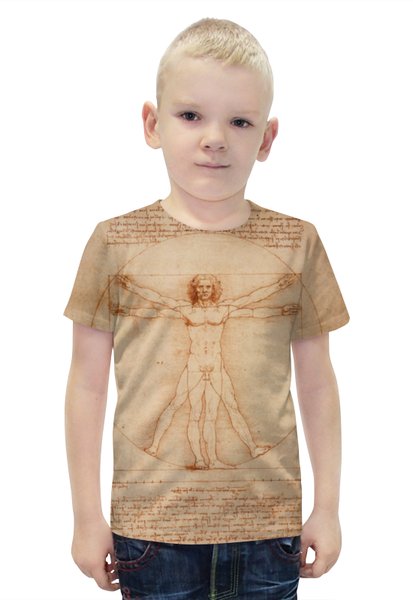 Заказать детскую футболку в Москве. Футболка с полной запечаткой для мальчиков Леонардо да Винчи от aleks_say - готовые дизайны и нанесение принтов.