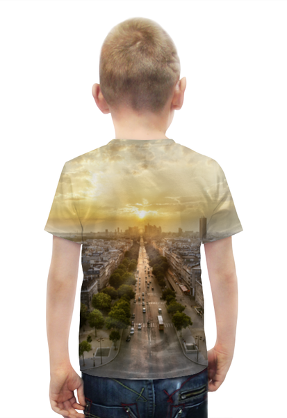 Заказать детскую футболку в Москве. Футболка с полной запечаткой для мальчиков Париж. Елисейские поля от Виктор Гришин - готовые дизайны и нанесение принтов.