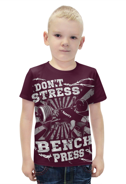 Заказать детскую футболку в Москве. Футболка с полной запечаткой для мальчиков Bench Press от Leichenwagen - готовые дизайны и нанесение принтов.