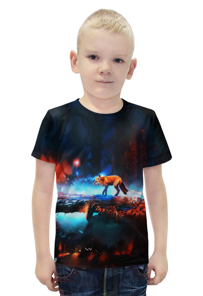 Заказать детскую футболку в Москве. Футболка с полной запечаткой для мальчиков Лиса в лесу от  PRO_DESIGN - готовые дизайны и нанесение принтов.