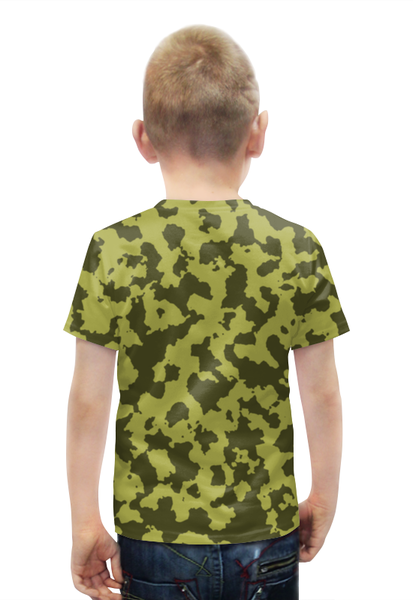 Заказать детскую футболку в Москве. Футболка с полной запечаткой для мальчиков Зелёный Камуфляж от armyshop - готовые дизайны и нанесение принтов.