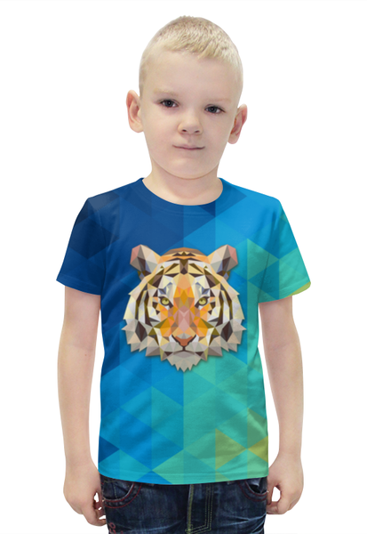 Заказать детскую футболку в Москве. Футболка с полной запечаткой для мальчиков Полигональный тигр от Andrew Zaycev - готовые дизайны и нанесение принтов.