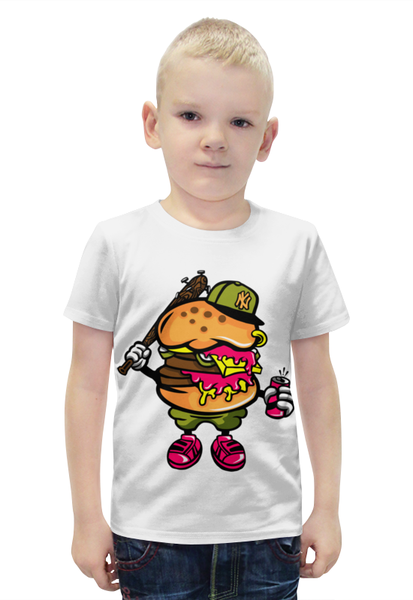 Заказать детскую футболку в Москве. Футболка с полной запечаткой для мальчиков бургер ( гамбургер ) от hideo_kojima - готовые дизайны и нанесение принтов.