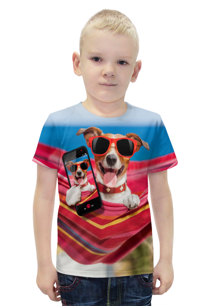 Заказать детскую футболку в Москве. Футболка с полной запечаткой для мальчиков Собака от Violet - готовые дизайны и нанесение принтов.