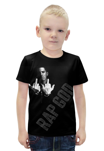 Заказать детскую футболку в Москве. Футболка с полной запечаткой для мальчиков Eminem от Lodbrok - готовые дизайны и нанесение принтов.