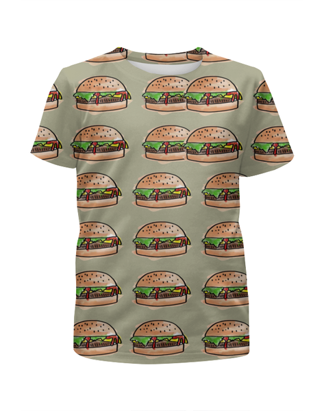 Заказать детскую футболку в Москве. Футболка с полной запечаткой для мальчиков I love burgers! от Polilog - готовые дизайны и нанесение принтов.