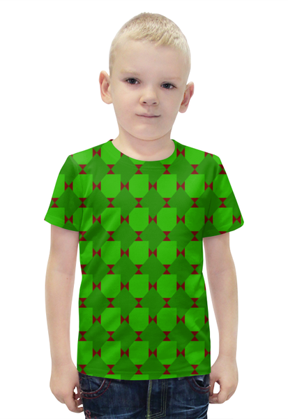 Заказать детскую футболку в Москве. Футболка с полной запечаткой для мальчиков Зеленые ромбы от THE_NISE  - готовые дизайны и нанесение принтов.