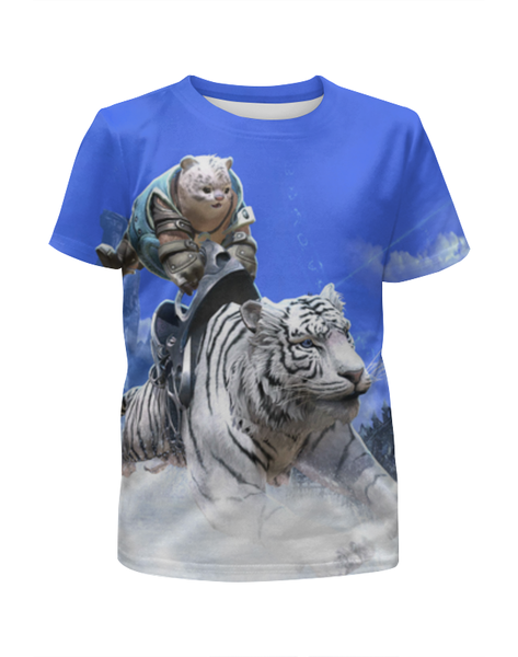 Заказать детскую футболку в Москве. Футболка с полной запечаткой для мальчиков Белый тигр  от ПРИНТЫ ПЕЧАТЬ  - готовые дизайны и нанесение принтов.