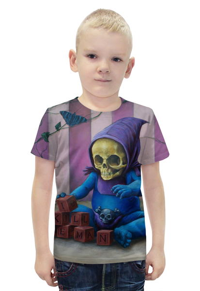 Заказать детскую футболку в Москве. Футболка с полной запечаткой для мальчиков Art Horror от Leichenwagen - готовые дизайны и нанесение принтов.