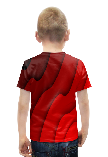 Заказать детскую футболку в Москве. Футболка с полной запечаткой для мальчиков Красные волны от THE_NISE  - готовые дизайны и нанесение принтов.