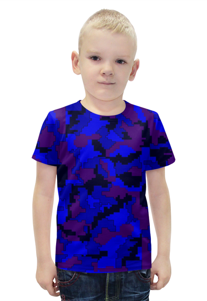 Заказать детскую футболку в Москве. Футболка с полной запечаткой для мальчиков Камуфляж синий от THE_NISE  - готовые дизайны и нанесение принтов.