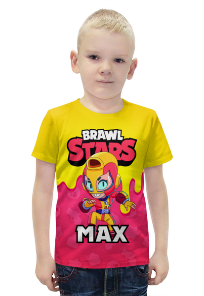 Заказать детскую футболку в Москве. Футболка с полной запечаткой для мальчиков BRAWL STARS MAX от geekbox - готовые дизайны и нанесение принтов.