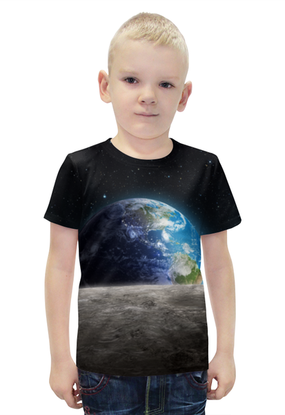 Заказать детскую футболку в Москве. Футболка с полной запечаткой для мальчиков Земля с луны от lordzedd - готовые дизайны и нанесение принтов.