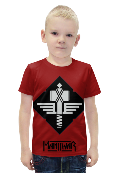 Заказать детскую футболку в Москве. Футболка с полной запечаткой для мальчиков Manowar Band от Leichenwagen - готовые дизайны и нанесение принтов.