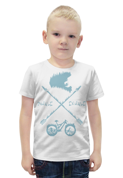 Заказать детскую футболку в Москве. Футболка с полной запечаткой для мальчиков Mountain Bike от oneredfoxstore@gmail.com - готовые дизайны и нанесение принтов.