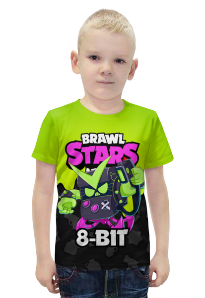 Заказать детскую футболку в Москве. Футболка с полной запечаткой для мальчиков BRAWL STARS 8-BIT от geekbox - готовые дизайны и нанесение принтов.