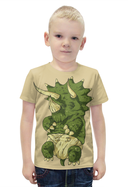 Заказать детскую футболку в Москве. Футболка с полной запечаткой для мальчиков DINO Baby / Малыш Динозавр от crash - готовые дизайны и нанесение принтов.