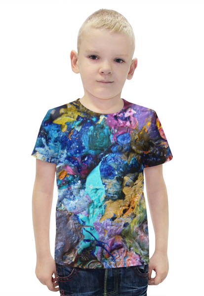 Заказать детскую футболку в Москве. Футболка с полной запечаткой для мальчиков "Масляная краска" от Максим Кашин - готовые дизайны и нанесение принтов.