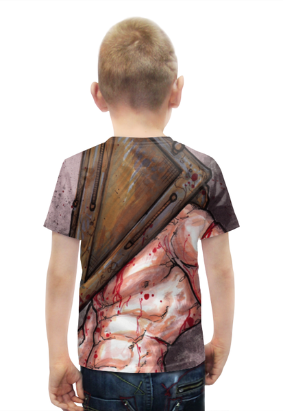 Заказать детскую футболку в Москве. Футболка с полной запечаткой для мальчиков Пирамидоголовый монстр (Сайлент хилл) от gamesta - готовые дизайны и нанесение принтов.
